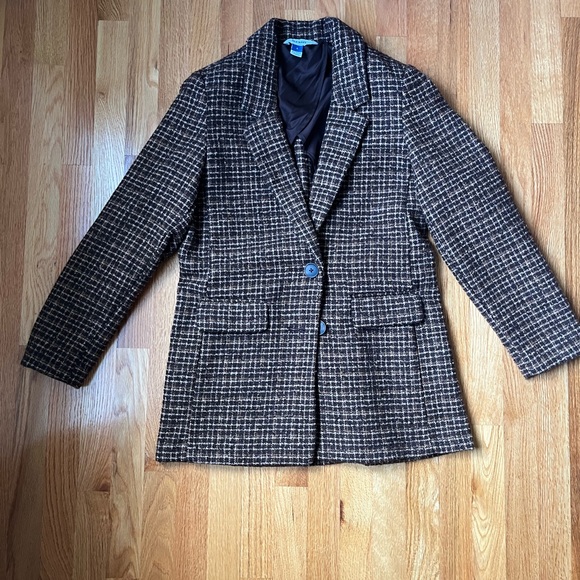Oversized Plaid Soft-Brushed Tweed Blazer for Women - Picture 6 of 6